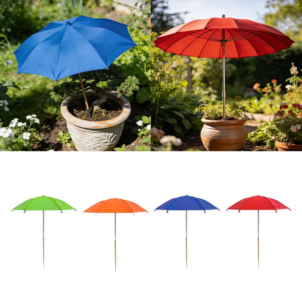 Plant Umbrella with Steel Frame Protection Weatherproof Shade Parasol for Patio Potted Flowers