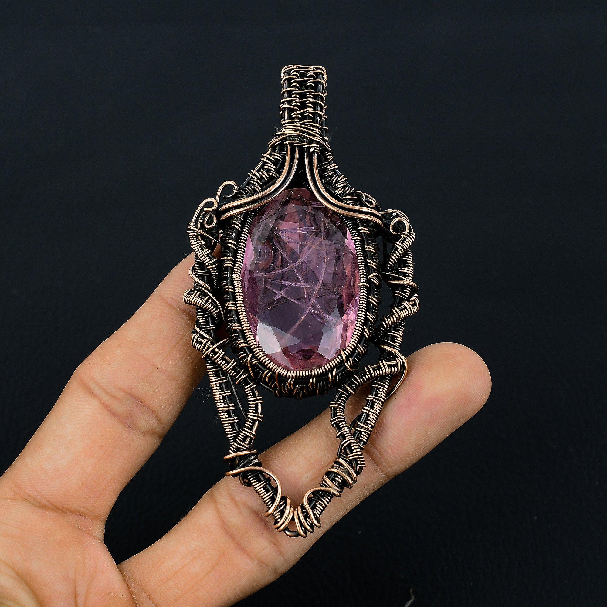 

Кунцит Подвеска Драгоценный камень Ювелирные изделия, Подвеска, обернутая медной проволокой 999 пробы, Подарок для женщин Подвеска ручной работы 2.55 Inches