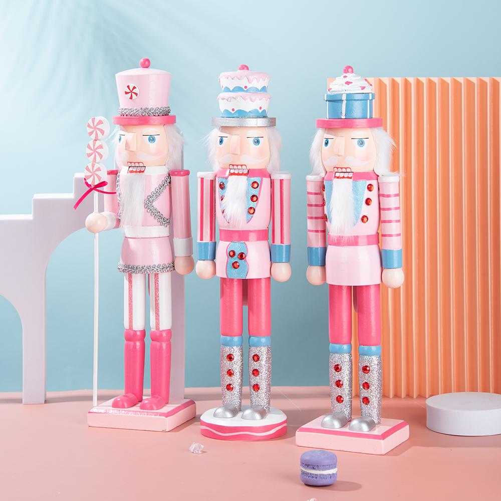 Pink Candy Style Wooden Nutcracker Ornament