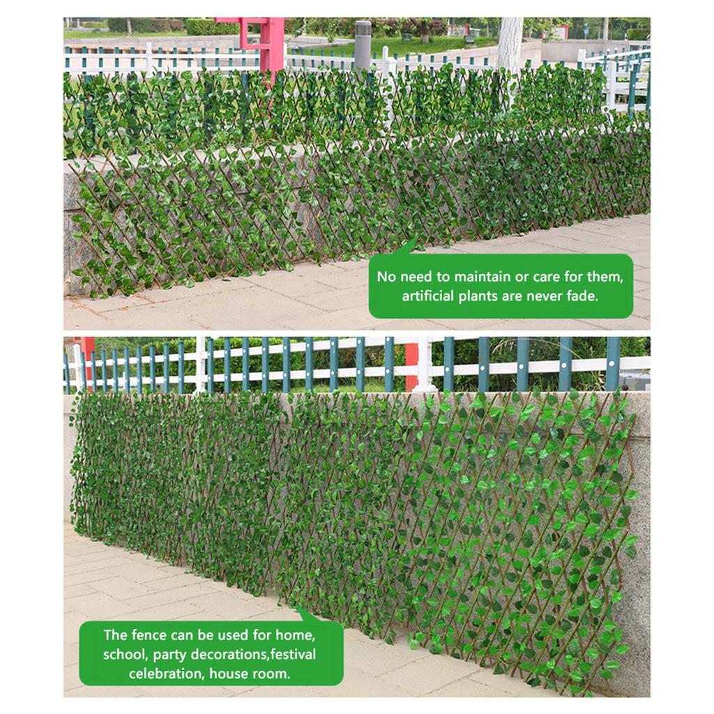 Simulation Fence Fence Telescopic Fence Fake Flowers Green Leaves Outdoor Garden Fence Wall Guardrail Decorative Leaves Blocking Plants Small