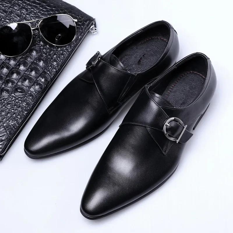 Fashion Men's Dress Shoes Formal Oxford Shoe for Man Wedding Dress Brand PU Leather Trendy Buckles Big Size Male Business Footwear