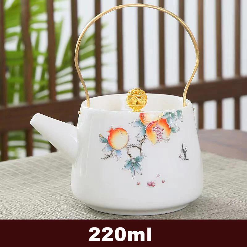 High Quality Suede Jade White Porcelain Teapot Puer Tea Pot and Cup Set Heated Kettle Teaware Teapots Chinese Mug Service Clay