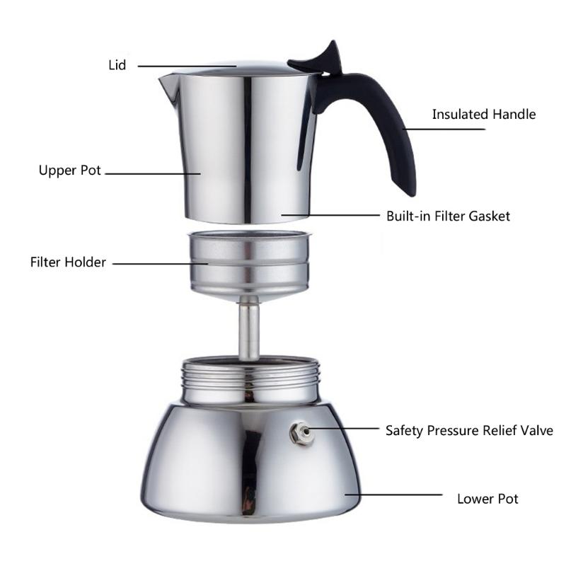Italian Style Espressos Coffee Maker Stovetop Coffee Pots With Heat Resistant Handle For Perfect Brewing