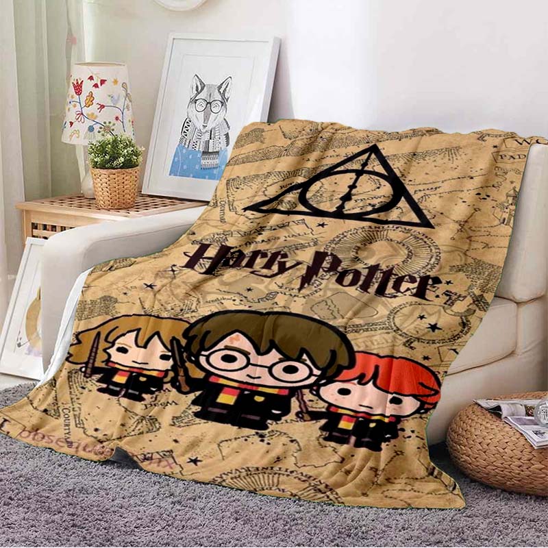 Hogwarts Full Moon Line Art Blanket Harry Potter Cartoon Flannel Blanket Throw Blanket Soft Children Banket Fan Blanket