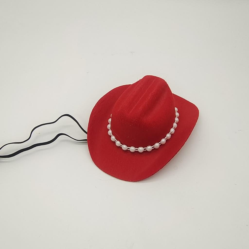 New Pearl Decorated Cowboy Hat Pet Cat Dog Western Cowboy Hat Mini Hat
