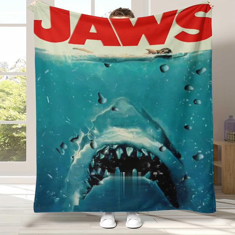 

Horror Movie Jaws Shark Flannel Blanket,Ultra Soft Warm Plush Throw for Home Bedroom Bed Sofa Cover Office Camping Picnic gift 75x90cm