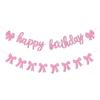 Happy Birthday Bow Banner-Glitter Pink Birthday Banner for Women Coquette Decorations for Coquette Party Bow Party Decorations Pink Supplies.