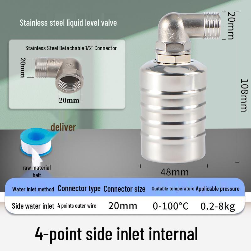Crossing Mile Stainless Steel Automatic Water Level Controller - Large Flow Float Valve for Cooling Towers & Kitchen Water Tanks