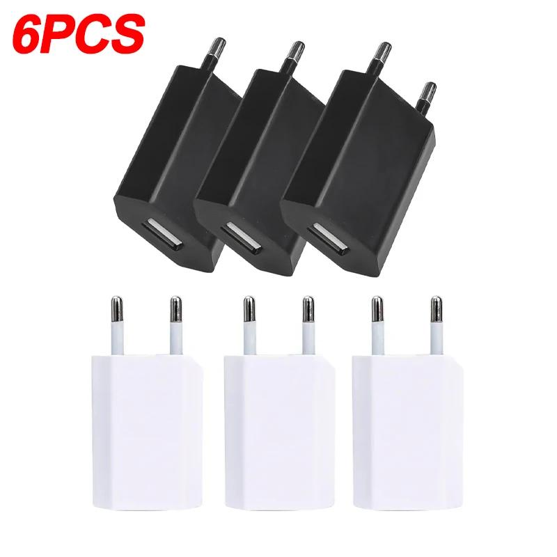 1-6PCS Enchufe Cargador USB Universal para Teléfono 5V 1A Enchufes UE Cargador de Pared de Viaje Adaptador de Corriente Cargador para IPhone Samsung Mi Google