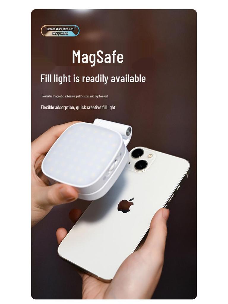 Portable Magnetic Magsafe Makeup Mirror Light for Travel and Live Streaming