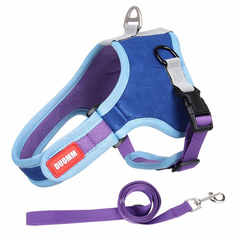 Pet Puppy Suede Chest  Sling Harness No-pull Reflective Breathable Adjustable Detachable Design Pet