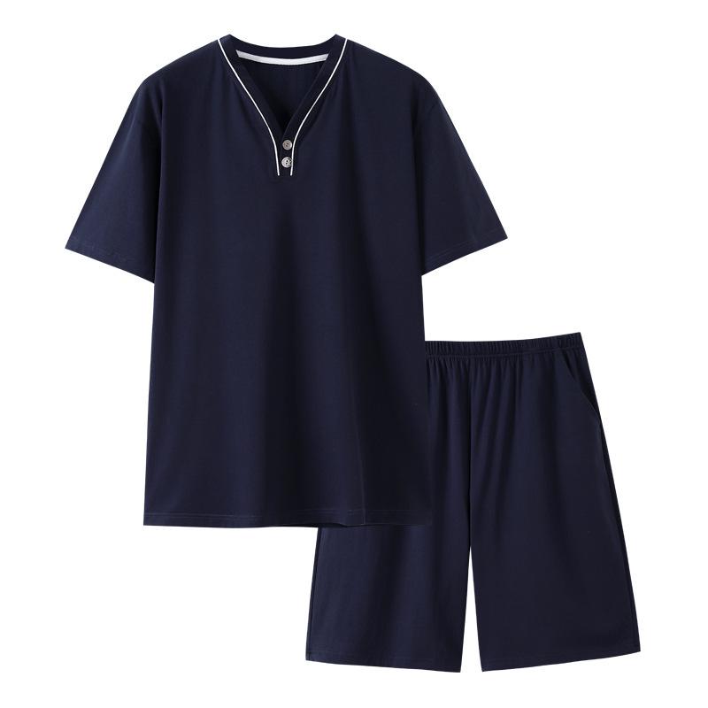 Men's Summer Modal Pajama Set - V-Neck, Short Sleeve & Shorts Combo, Wear Indoors or Out