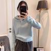 Women's Striped Hooded Wool Sweater for Autumn/Winter - Loose Knit Layering Top