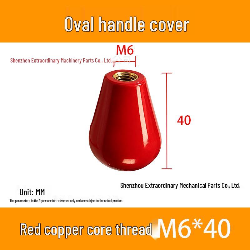 Bakelite Oval Handle Sleeve: Black/Red, M6/M8/M10, Phenolic Tapered Handle.