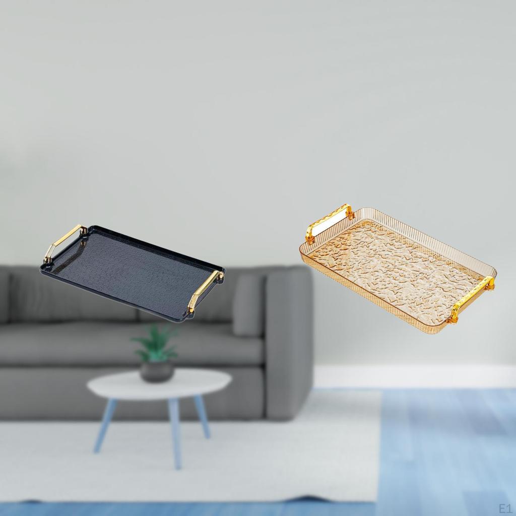 Elegant Rectangular Serving Tray Table Organizer for Homes Hotels with Handle Pastries Snacks