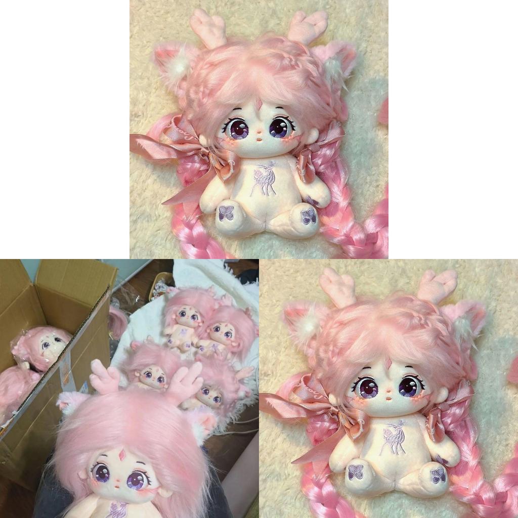 Cotton Plush Doll With Deer Horns For Girls Gift And Collectible Decor