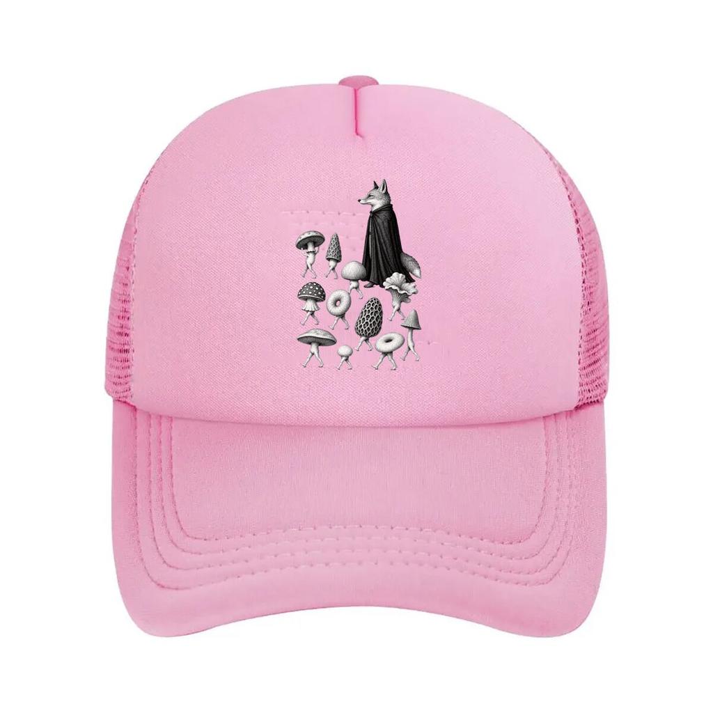 Whimsical Fox Among Walking Mushroom Mesh Baseball Cap For Womens Unisex FeUnisex Beach Dad Hat Hip Hop
