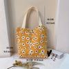 Women's Girls' Work Bag Tote Corduroy Daily small green flowers Corduroy Blue Daisy Portable Corduroy Red Rose Portable
