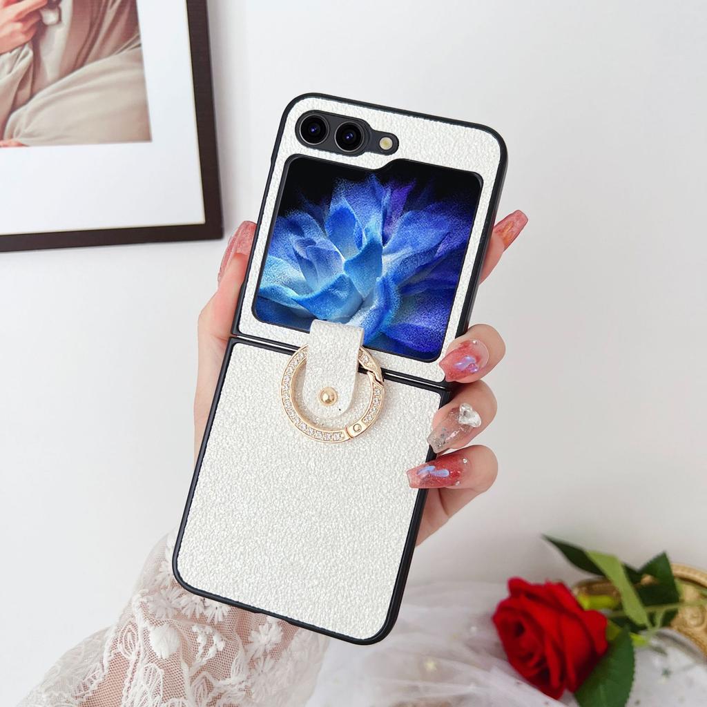 Case for Samsung Z Flip 7 6 5 4 3 Colorful Rhinestone Ring Buckle Folding Screen Drop Protection Case Anti-Fingerprint Plain