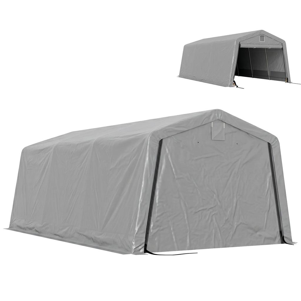 Garage Tent Carport Dim. 6.2L X 3.3W X 2.4H M Robust Galvanised Steel High-Density PE 150 G/m² Waterproof Anti-UV