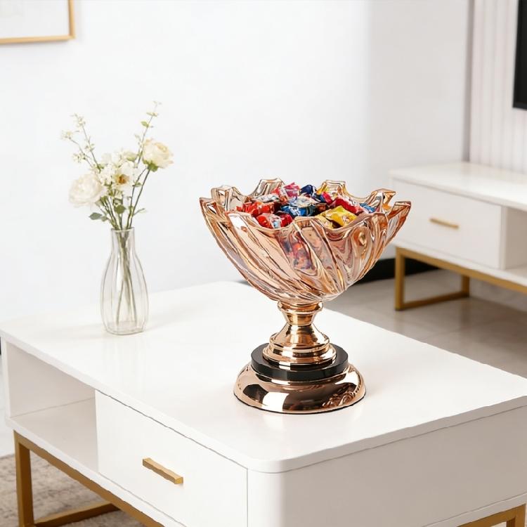 Crystal Glass Fruit Bowl Decorative Bowl for Home Decors Pedestal Bowl for Party Dining Table Centerpieces Serving Bowl