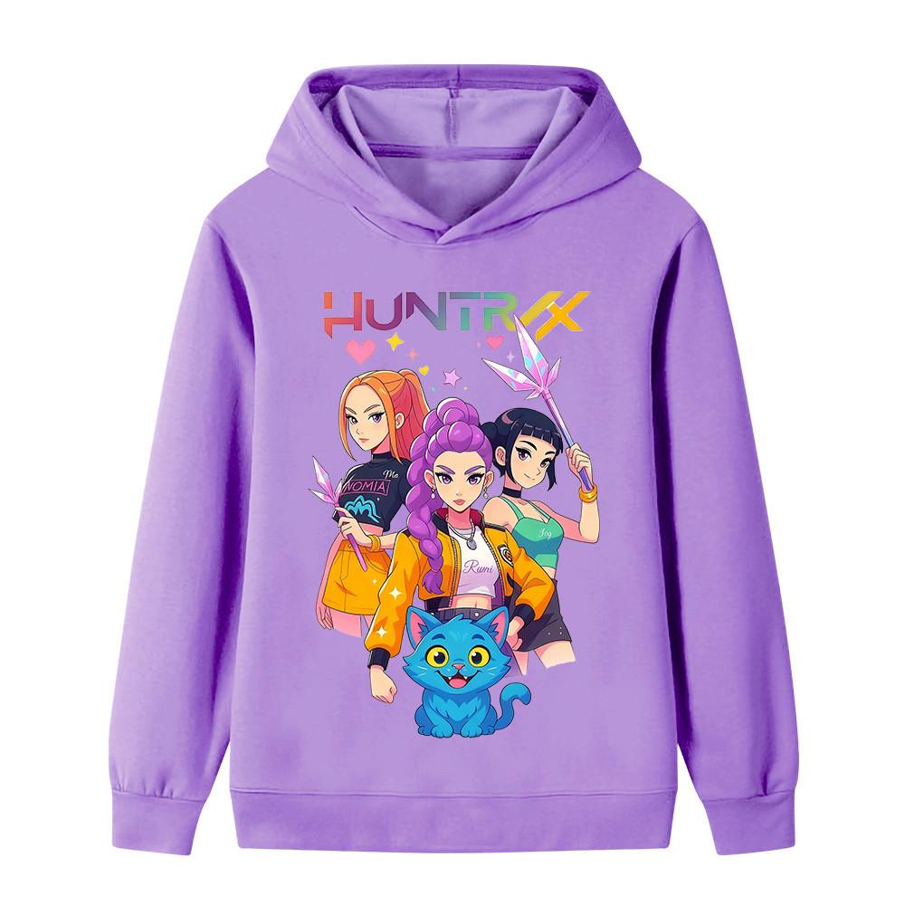 B1233 Kids Boys Girls Kpop Rumi Zoey Mira Print Long Sleeves Hoodie