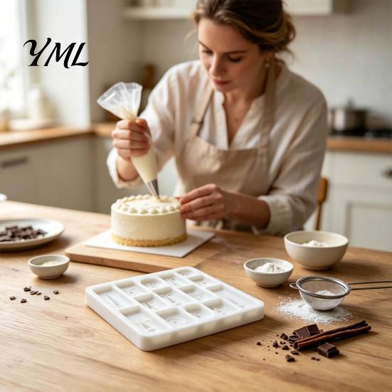 Multi Grid Geometric Fondant Mold Art Face Styling Baking Mold, Multi-grid Flexible Texture Tray, Food Grade PLA Plaster Casting Tool Abstract