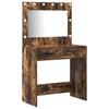 Makeup Table with Mirror Lighting (2 pcs) Brown Particleboard