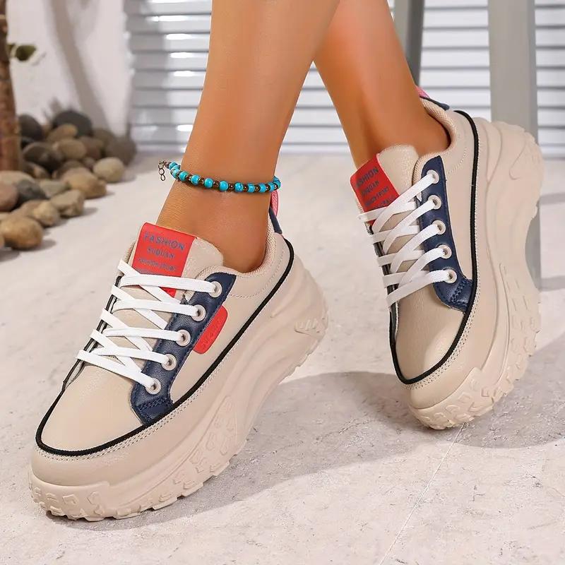 Nye 2025 Lærsko Damesko Sommermote Studenter Fritidssko Tykk Såle Sport Kvinnelige Platformsko
