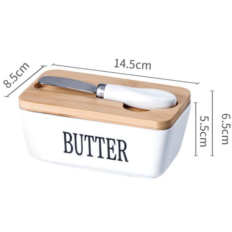 

Butter Container Ceramic Box Restaurant Sealed Storage Box Cheese Box Butter Dish with Lid for Countertop Butter Holder