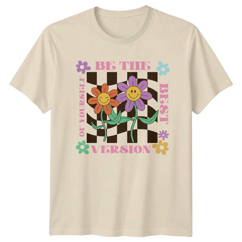 Be The Best Version Of Yourself Retro Floral Graphic T-Shirt