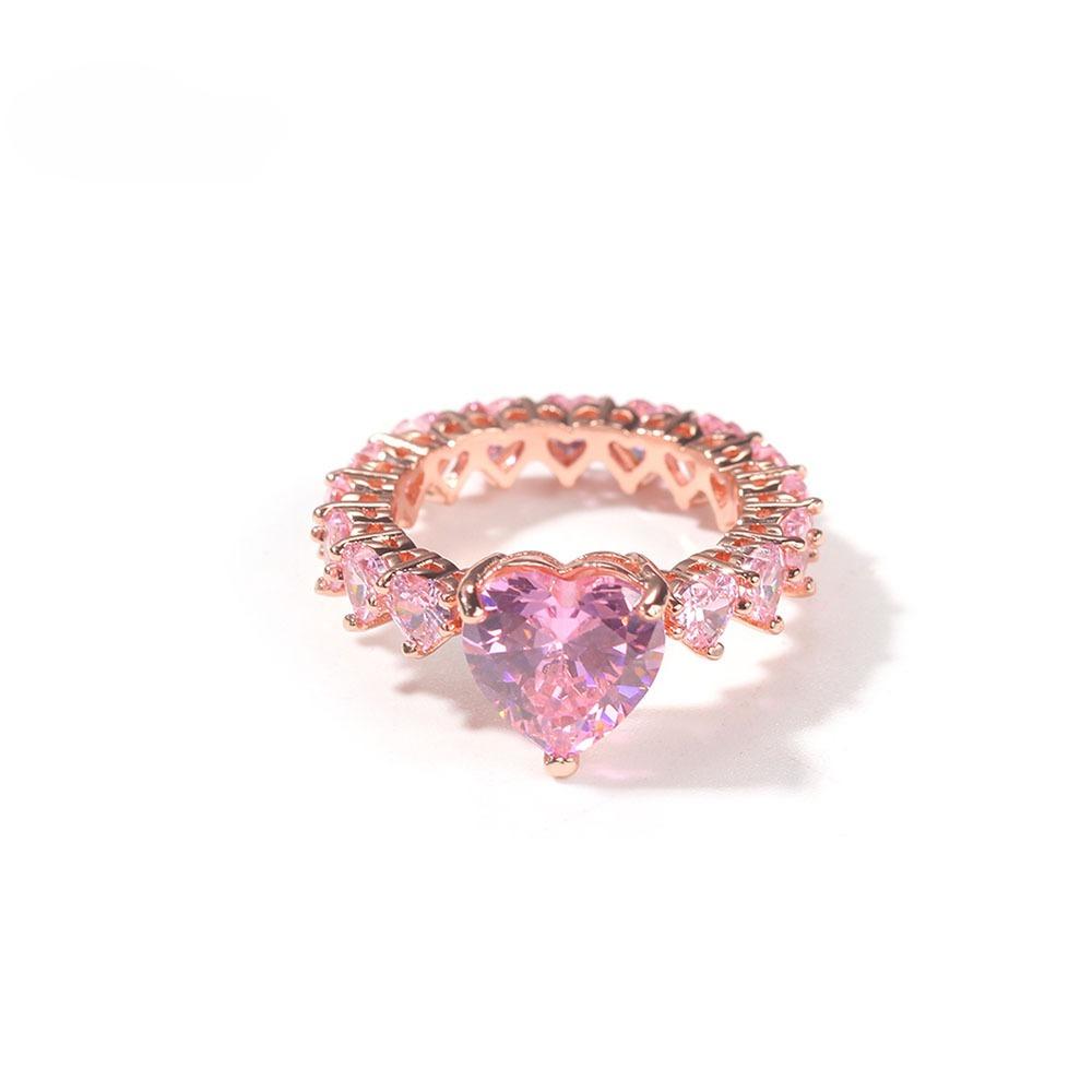 2026 Zircon Ring Fashion Temperament Size Love Full Zirconium Women s Ring Niche Design Trendy Gift No. 5