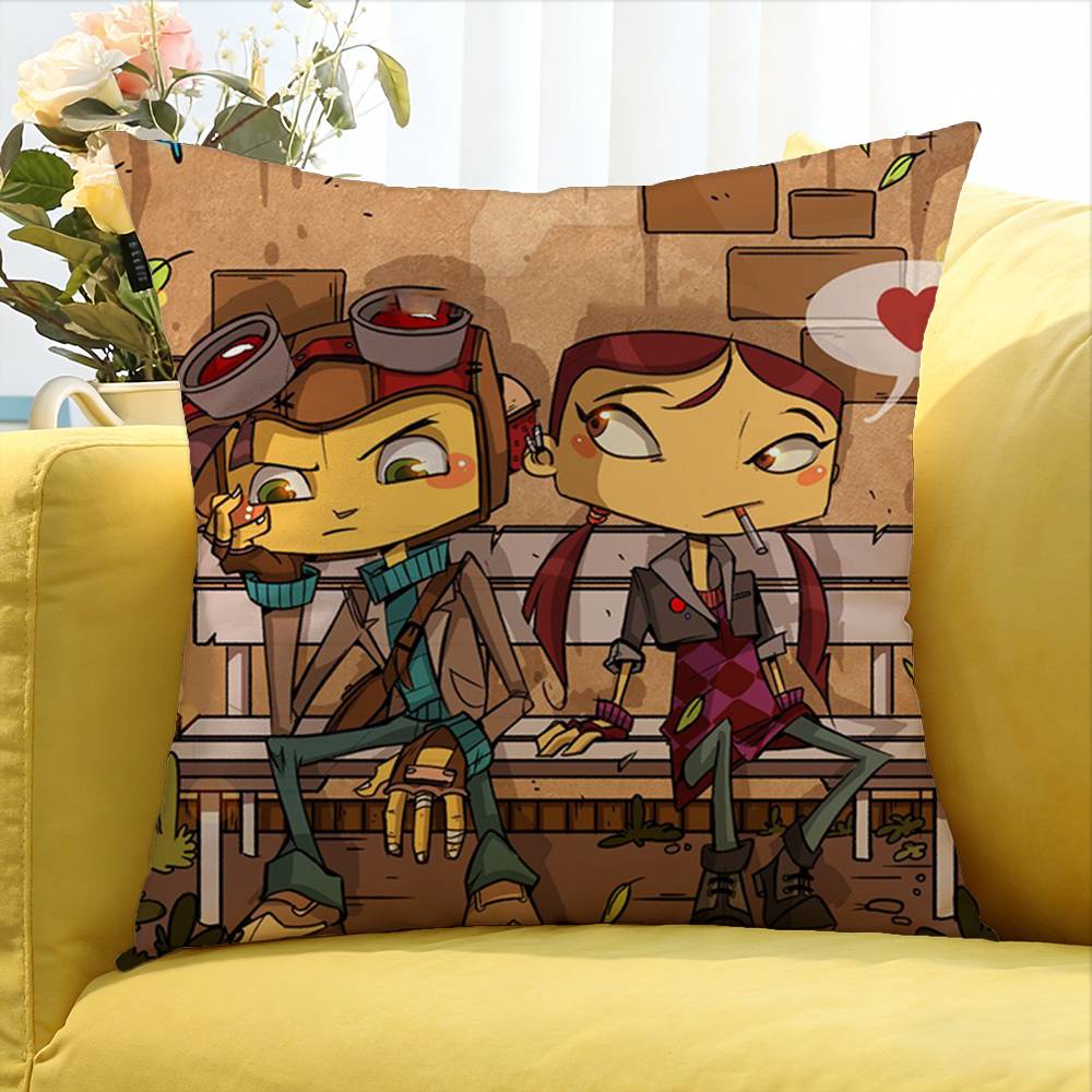 Retro Style Game Psychonauts Various Sizes Square Pillow Case For Car Home Bedchamber Decor