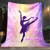 1PC Custom Name Ballerina Graceful Pose Outdooor Flannel Blankets Patterns Throw Blanket All-Season Soft Gift for Couch, Bed, Camping Gifts