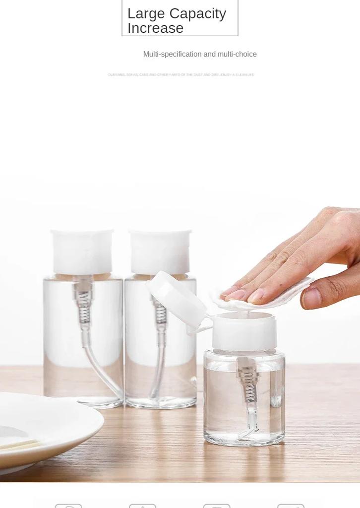 1Pcs Refillable Bottles Push-type Bottling Push Down Empty Pump Dispenser Bottle for Nail Polish and Makeup Remover Bottle