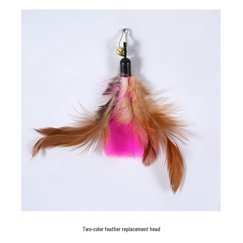 Durable Suction Cup Feather Teasing Stick for Cats - Self-Entertainment Stress Relief Toy with Replaceable Head.