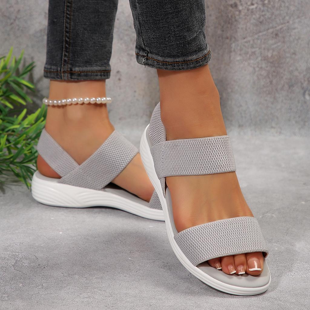 2025 summer casual plus size sandals elastic fly-woven open-toed sandals comfortable beach sandals women