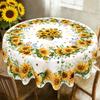 Sunflower Tablecloth Bee Floral Pattern Polyester Table Cover for Farmhouse Wedding Table Decor Spring Summer Party Supplies