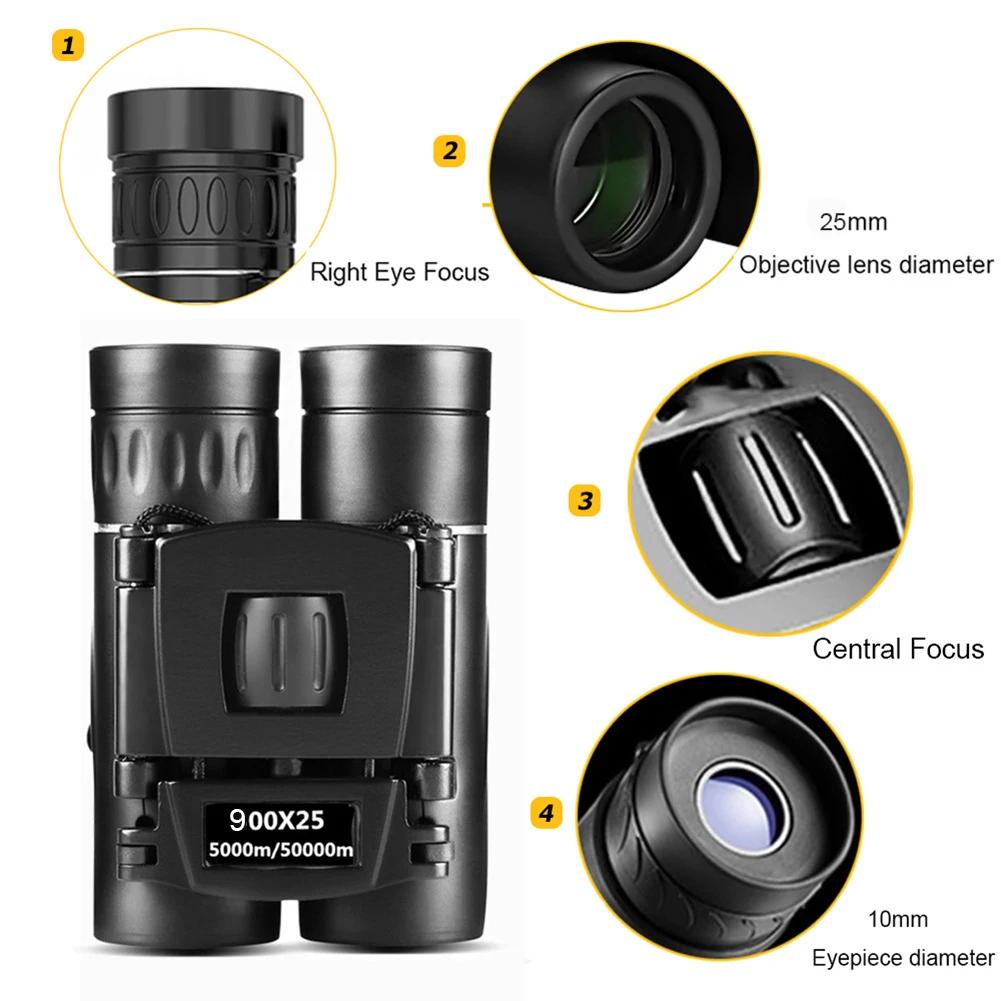 Binoclu HD Puternic 900/1000x25 9000M Rază Lungă Pliabil Mini Telescop Optică FMC Pentru Vânătoare Sporturi Exterior Camping Călătorii