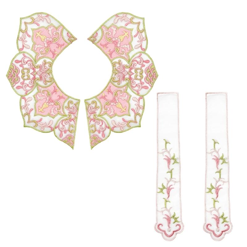 

Traditional Chinese Embroidered Flower Cloud Collar with Tassels Polyester Comfortable for Cloth Accessory Cultural Wear