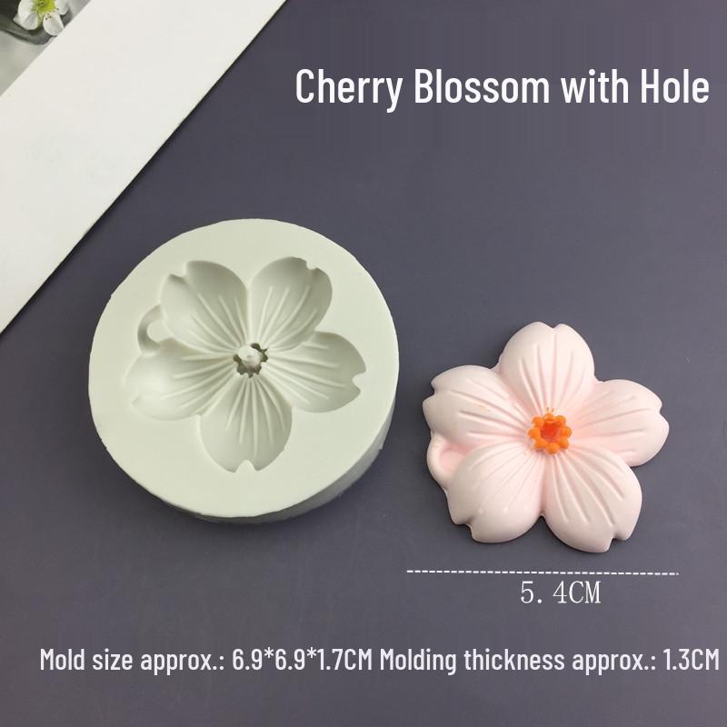 Cherry Blossom Gardenia Rose Silicone Mold for DIY Aromatherapy, Chocolate, Candle, and Epoxy Hanging Tags.