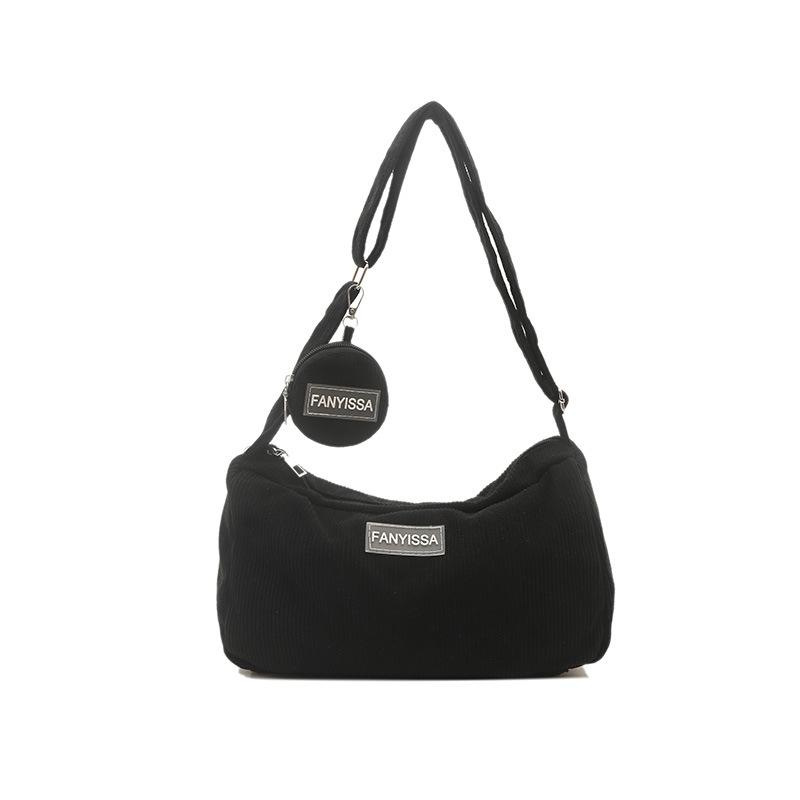 Simple casual commuter messenger dumpling bag corduroy bag foreign style new large capacity portable shoulder bag