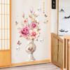 Chinese Style Peony Flower Vase Wall Sticker for Bedroom Living Room Self Adhesive Vinyl Wall Art Removable TV Background Decoration Home Decor