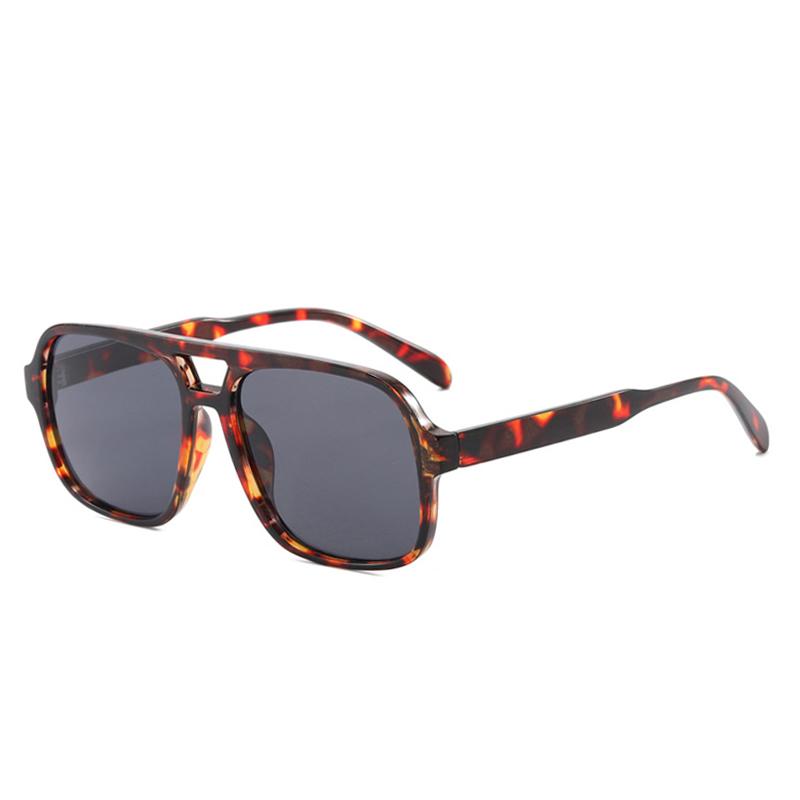 

SO&EI Retro Double Bridges Square Women Luxury Sunglasses Fashion Yellow Green Shades UV400 Men Gradient Sun Glasses As the picture