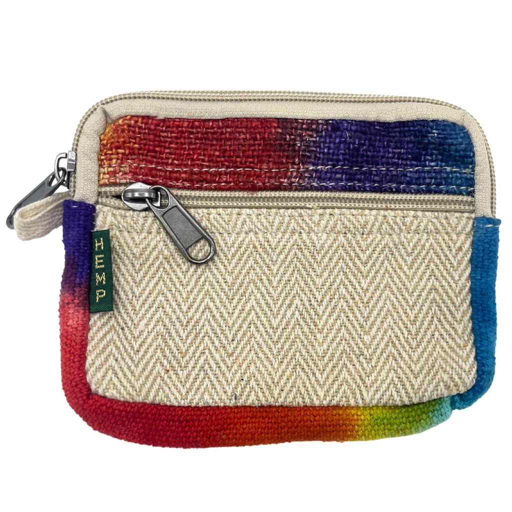 Hemp Pouch Tie-Dye Square Zipper Wallet