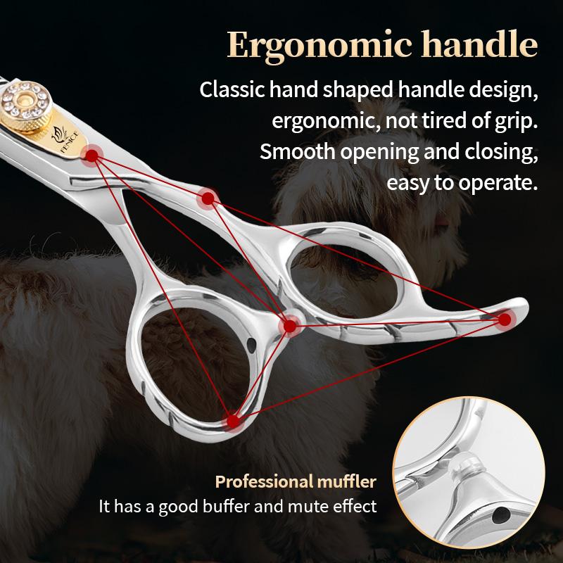 Fenice Dog Beauty Scissors 7 inch Professiona Double Teeth Pet Grooming Scissors for Dogs Thinner Shears Thnning rate 20-30%