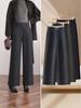 2025 Autumn/Winter Women's Slimming Stylish Wool Wide-Leg Cropped Pants