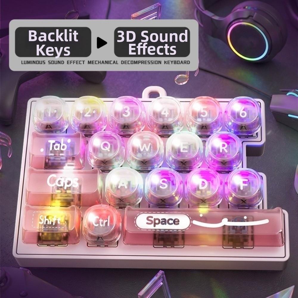 Portable Mechanical Fidget Keyboard with LED Lights Keyboard Pendant Bag Accessory