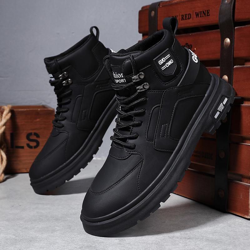 Men's shoes autumn and winter shoes men's daily versatile shoes platform-soled high-top Martin leather boots
