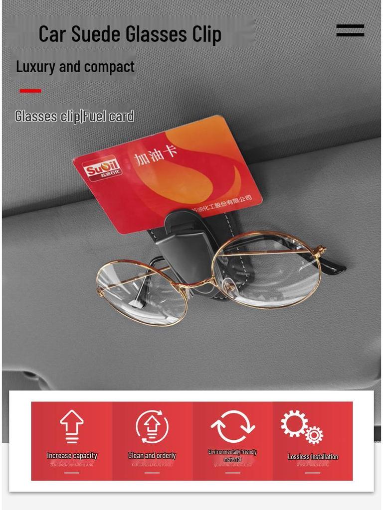Suède Autobrillencliphouder voor Zonneklep - Past op BYD, Tesla, Mercedes-Benz, BMW